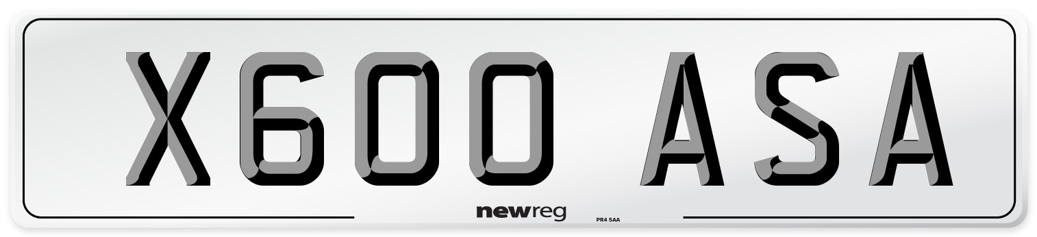 X600 ASA Number Plate from New Reg